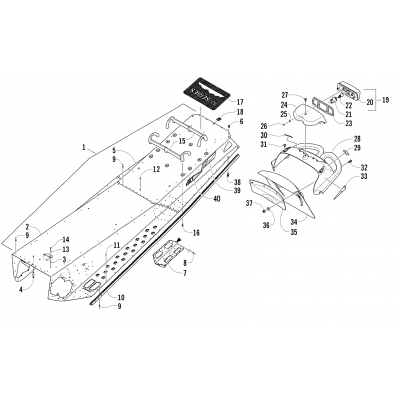 TUNNEL, REAR BUMPER, AND TAILLIGHT ASSEMBLY