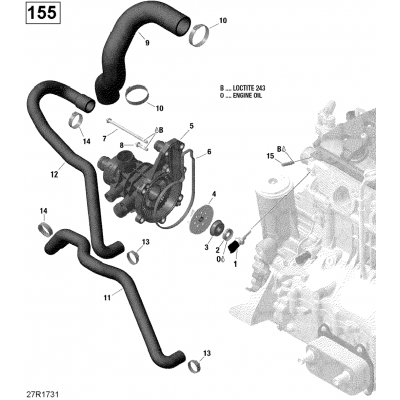 Engine Cooling - 130-155 Model Without Suspension