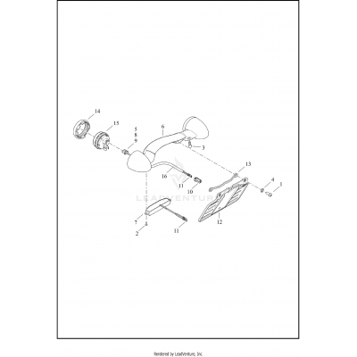 LICENSE PLATE BRACKET AND TURN SIGNAL, REAR (HDI)