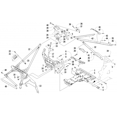 FRONT FRAME AND STEERING SUPPORT ASSEMBLY