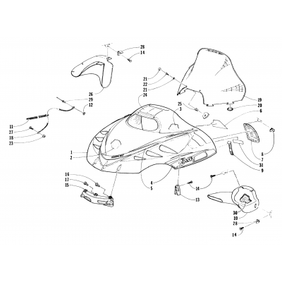 HOOD AND WINDSHIELD ASSEMBLY