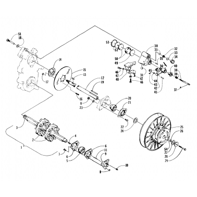 DRIVE TRAIN SHAFTS AND BRAKE ASSEMBLIES