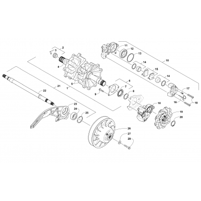 DRIVE TRAIN SHAFTS AND BRAKE ASSEMBLIES