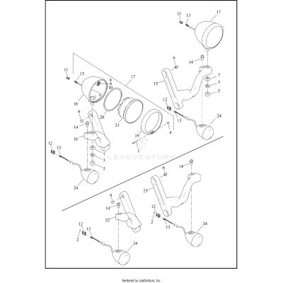 HEADLAMPS AND TURN SIGNALS, FRONT - (CHINA, ENGLAND, HDI, JAPAN)