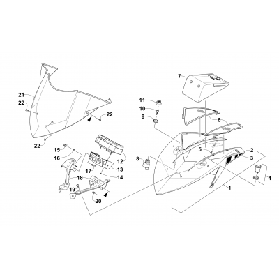 WINDSHIELD AND INSTRUMENTS ASSEMBLIES