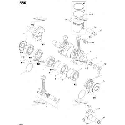 Crankshaft And Pistons 550F