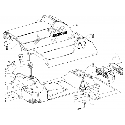 GAS TANK, SEAT, AND TAILLIGHT ASSEMBLY