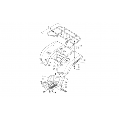 REAR RACK, BODY PANEL, AND FOOTWELL ASSEMBLIES