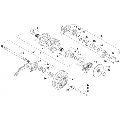 DRIVE TRAIN SHAFTS AND BRAKE ASSEMBLIES