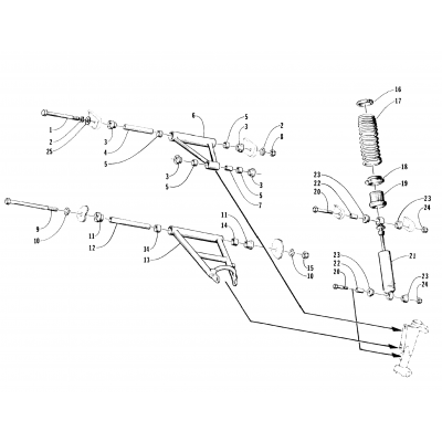 FRONT ARMS AND SHOCK ABSORBER ASSEMBLY