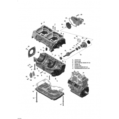 01- Crankcase And Water Pump - 800 E-TEC