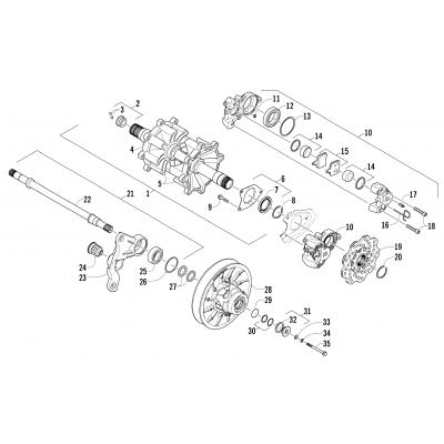 DRIVE TRAIN SHAFTS AND BRAKE ASSEMBLIES