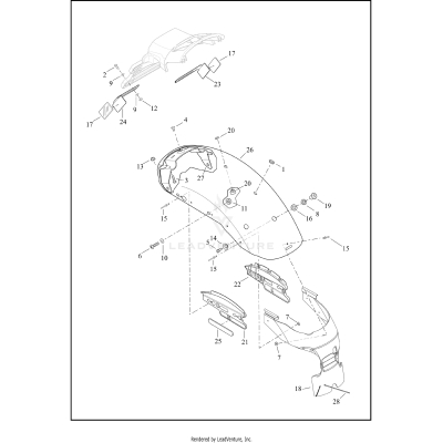 FENDERS, REAR - XL1200CX (ALL EXCEPT DOMESTIC, CANADA)