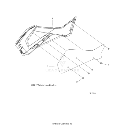 BODY, RIGHT HAND SIDE PANEL HEAT SHIELD AND HARDWARE 2 UP - A19SWS57C1/C2/E1/E2  (101324)