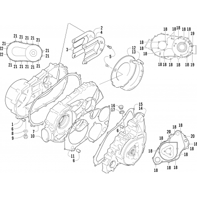 CLUTCH/V-BELT/MAGNETO COVER ASSEMBLY