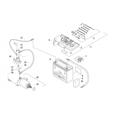 BATTERY AND STARTER ASSEMBLY