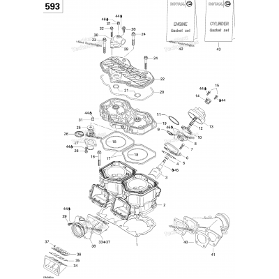 Cylinder, Exhaust Manifold And Reed Valve 593