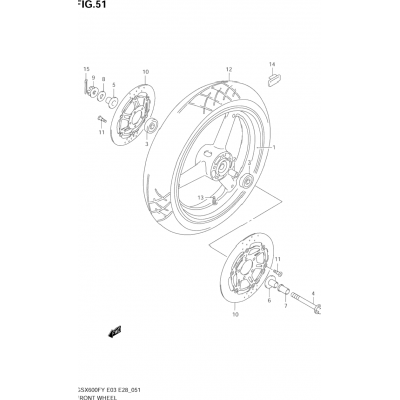 FRONT WHEEL (MODEL W/X/Y/K1/K2)