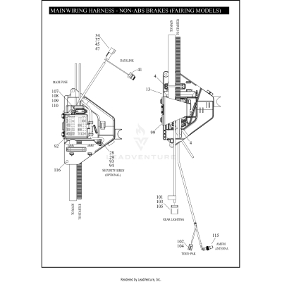 MAIN WIRING HARNESS - NON-ABS BRAKES (FAIRING MODELS) (4 OF 5)