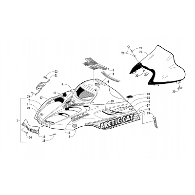 HOOD AND WINDSHIELD ASSEMBLY