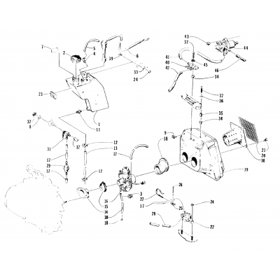 OIL TANK, CARBURETOR, FUEL PUMP, AND SILENCER