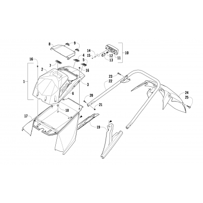 REAR BUMPER, STORAGE BOX, AND TAILLIGHT ASSEMBLY