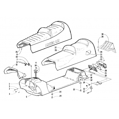 GAS TANK, SEAT AND TAILLIGHT ASSEMBLY