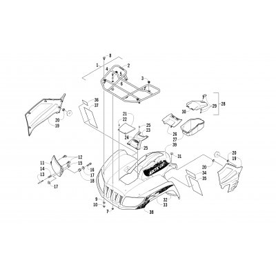 FRONT RACK, BODY PANEL, AND HEADLIGHT ASSEMBLIES