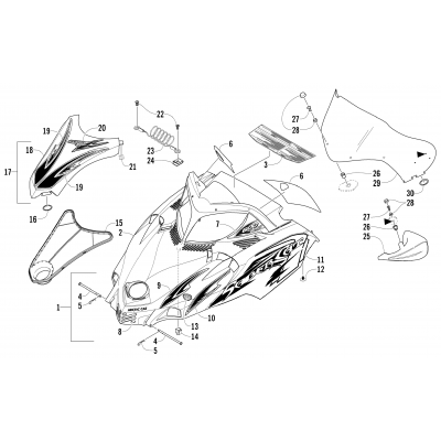 HOOD AND WINDSHIELD ASSEMBLY