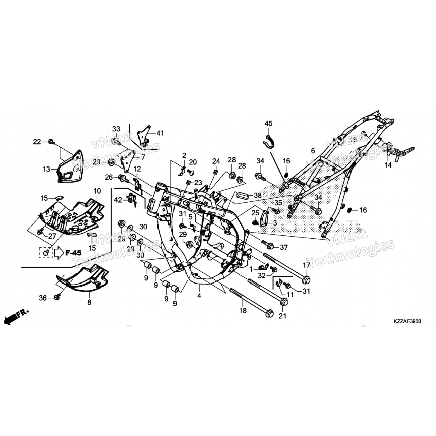 50200-KZZ-J00ZB Honda - FRAME, RR. *NH303M* (MAT AXIS GRAY