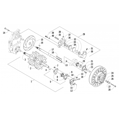 DRIVE TRAIN SHAFTS AND BRAKE ASSEMBLIES