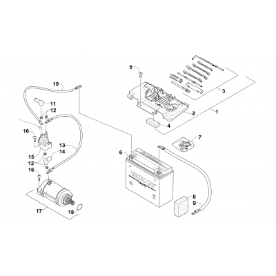 BATTERY AND STARTER ASSEMBLY