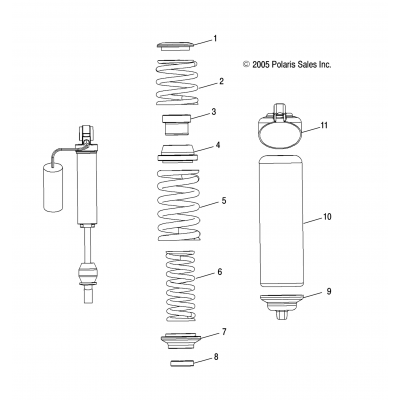 Shock, Rear Track/Spring Assembly /Fs