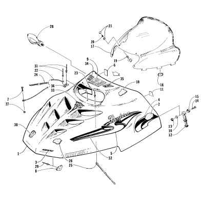 HOOD AND WINDSHIELD ASSEMBLY