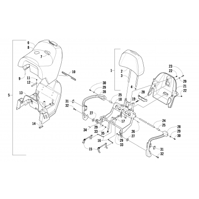 PASSENGER SEAT AND BACKREST ASSEMBLY