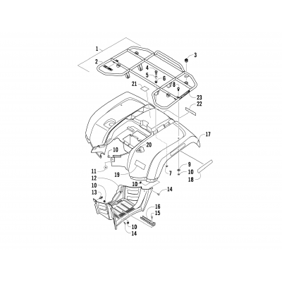 REAR RACK, BODY PANEL, AND FOOTWELL ASSEMBLIES
