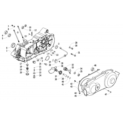 LEFT CRANKCASE AND COVER ASSEMBLY