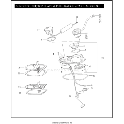 SENDING UNIT, TOP PLATE & FUEL GAUGE - CARBURETED MODELS