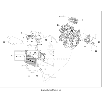 ENGINE, RADIATOR, COOLANT, HOSES AND BOTTLE