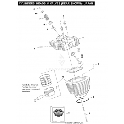 CYLINDERS, HEADS, & VALVES (REAR SHOWN) - JAPAN