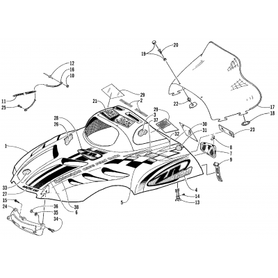 HOOD AND WINDSHIELD ASSEMBLY