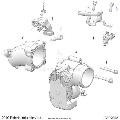ENGINE, THROTTLE BODY and FUEL RAIL - A19SWS57C1/C2/E1/E2  (C102063)