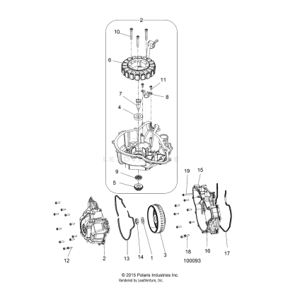 ENGINE, STATOR COVER and FLYWHEEL - A20SEE50A1/A5/CA1/CA5 (100093)