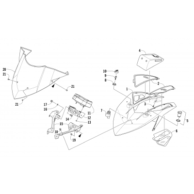 WINDSHIELD AND INSTRUMENTS ASSEMBLIES