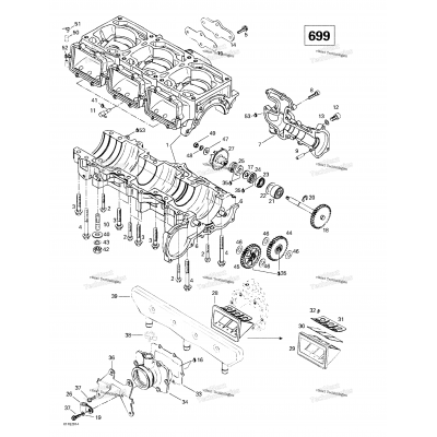 Crankcase, Reed Valve, Water Pump (699)