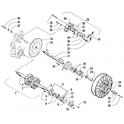 DRIVE TRAIN SHAFTS AND BRAKE ASSEMBLIES