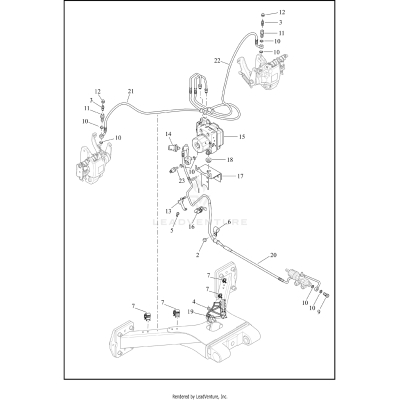 BRAKE LINES AND MODULE, REAR - ABS (EARLY)
