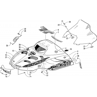 HOOD AND WINDSHIELD ASSEMBLY