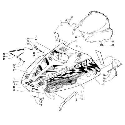 HOOD AND WINDSHIELD ASSEMBLY