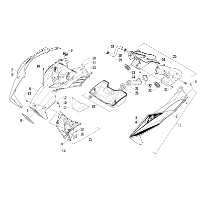 HOOD AND AIR INTAKE ASSEMBLY